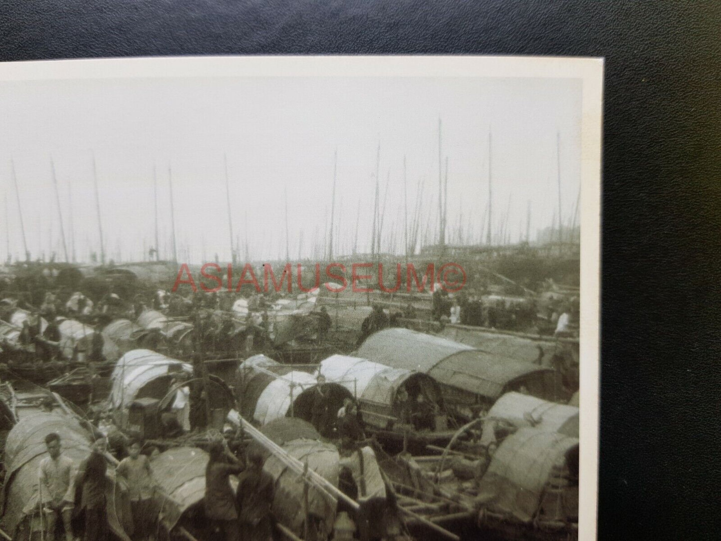 Aberdeen Sampan Boat Boy Chinese Vintage B&W Hong Kong Photo Postcard RPPC 1706