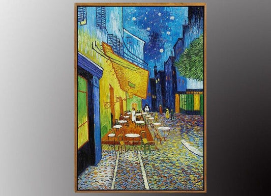 VAN GOGH Cafe Terrace at Night Canvas Art Print 50x70cm WITH vintage Gold FRAMED