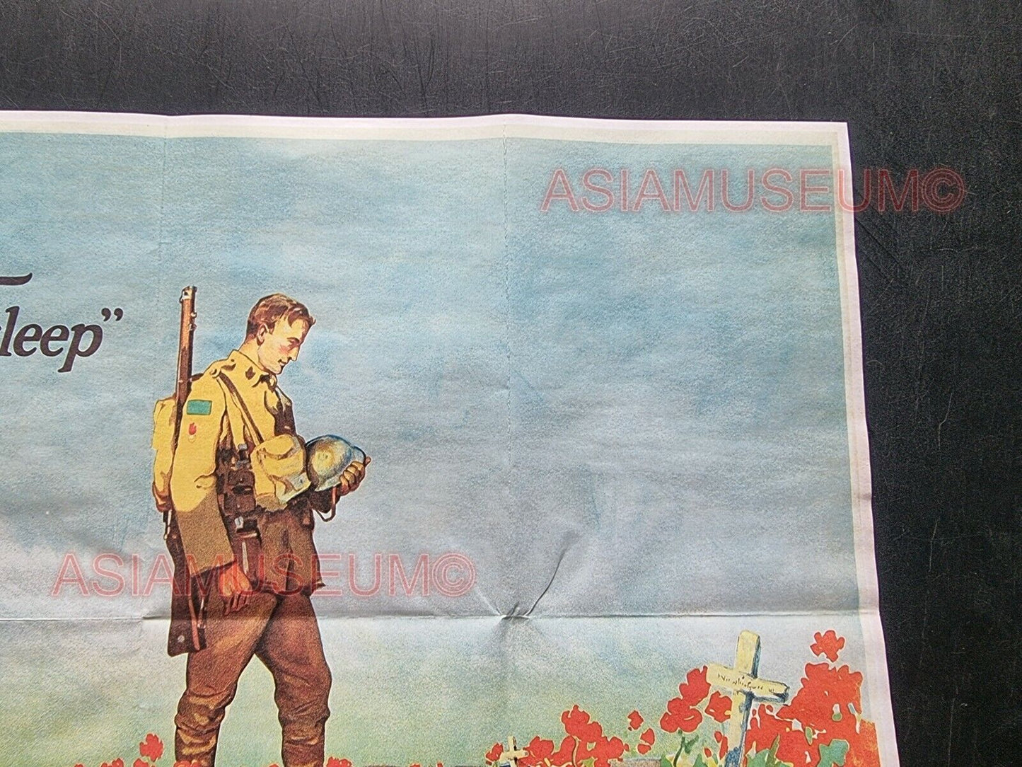 1944 WW2 USA AMERICA ARMY SOLDIER BUY WAR BONDS FLOWER GARDEN PROPAGANDA POSTER