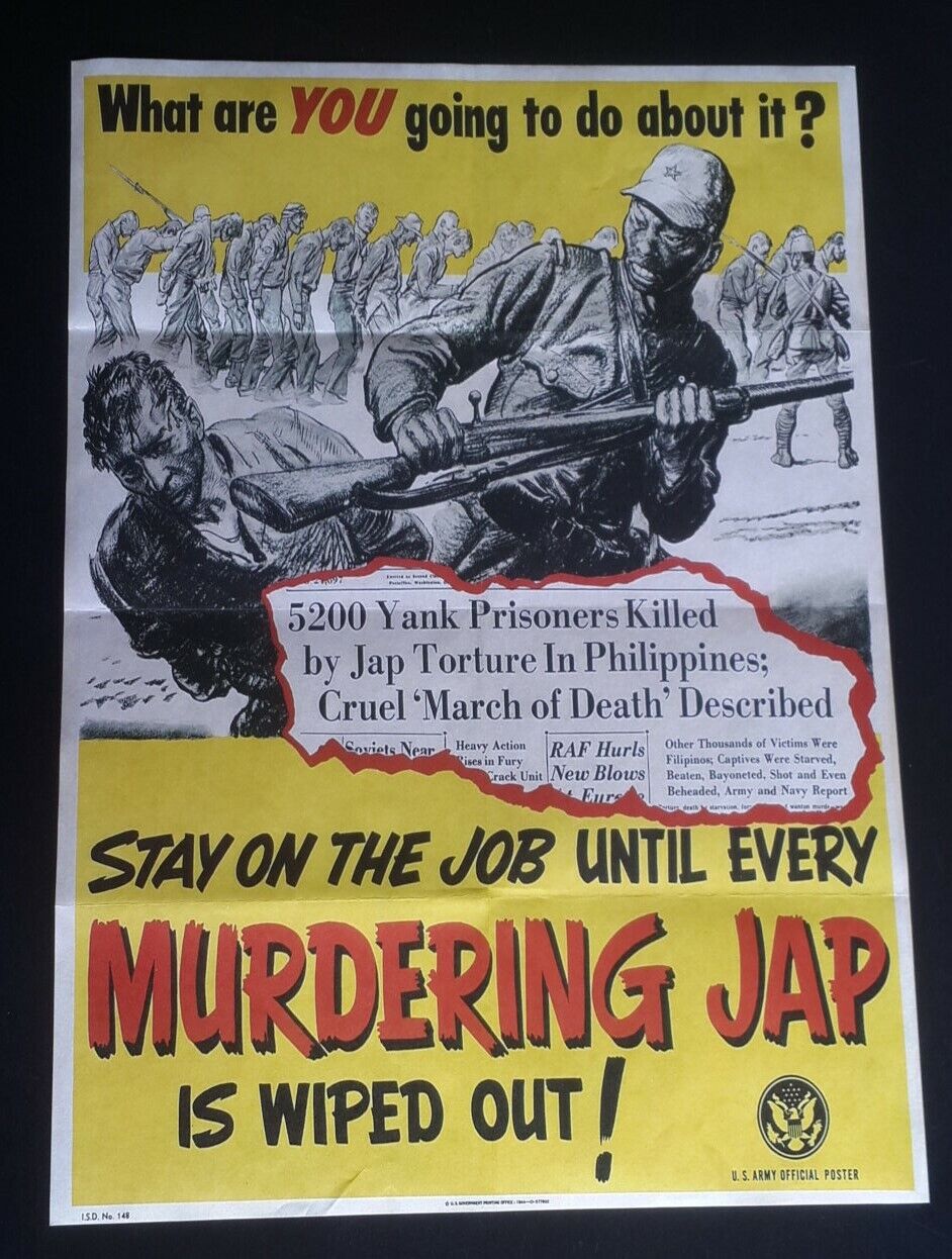 1941 WW2 USA JAPAN JAPANESE BATAAN DEATH MARCH PHILIPPINES WAR PROPAGANDA POSTER