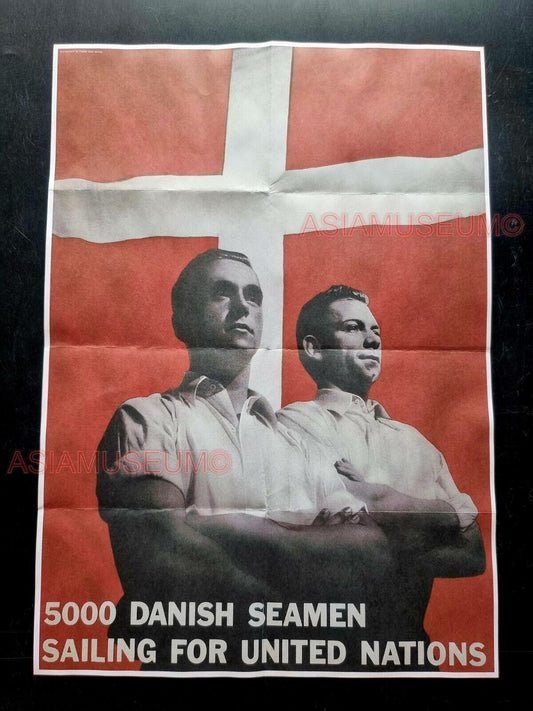 1942 WW2 USA DENMARK DANISH SEAMAN NAVY UNITED NATION WAR PROPAGANDA POSTER 515