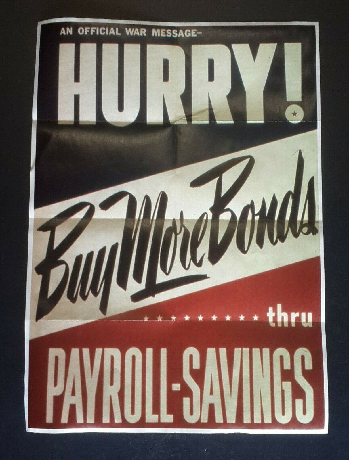 1944 WW2 USA AMERICA BUY WAR BONDS ARMY SOLDIER PAYROLL SAVING PROPAGANDA POSTER