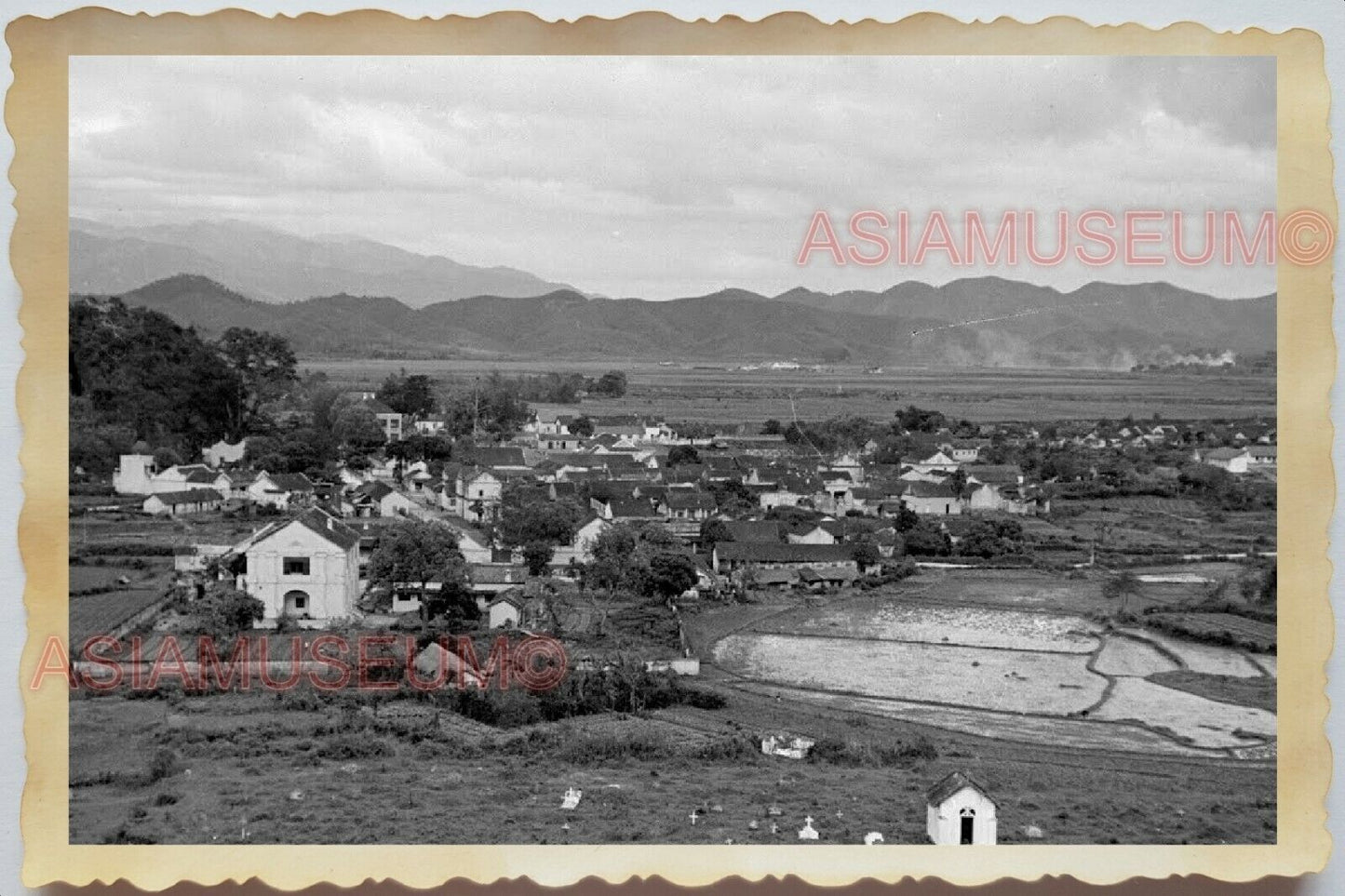 50s Vietnam SAIGON HANOI VILLAGE HOUSE MOUNTAIN HILL VIEW  Vintage Photo #1441