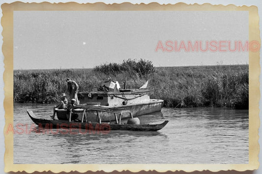 50s Vietnam War Saigon Mekong River Boat Battle Army Soldier Vintage Photo #499