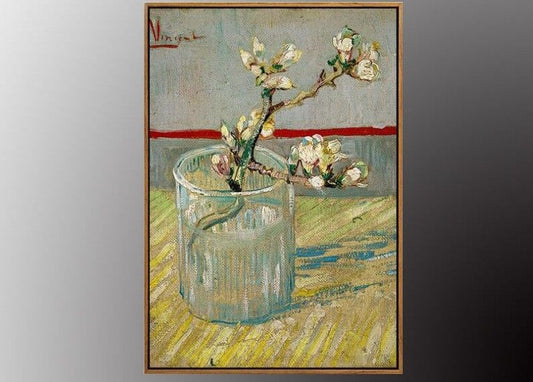 VAN GOGH Blossoming Almond Branch in a Glass Oil Painting Art Print Gold FRAMED