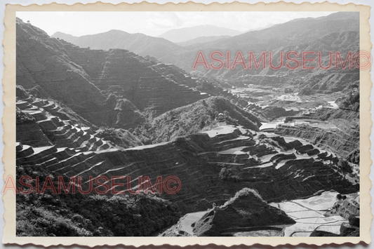 50s PHILIPPINES MOUNTAIN VILLAGE CORDILLERA Ifugao Rice Hill Vintage Photo 24108