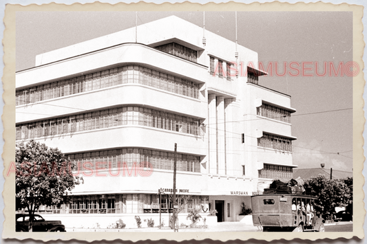 50s PHILIPPINES MANILA ROAD BUILDING TRUCK BUS CAR STREET  Vintage Photo 26319