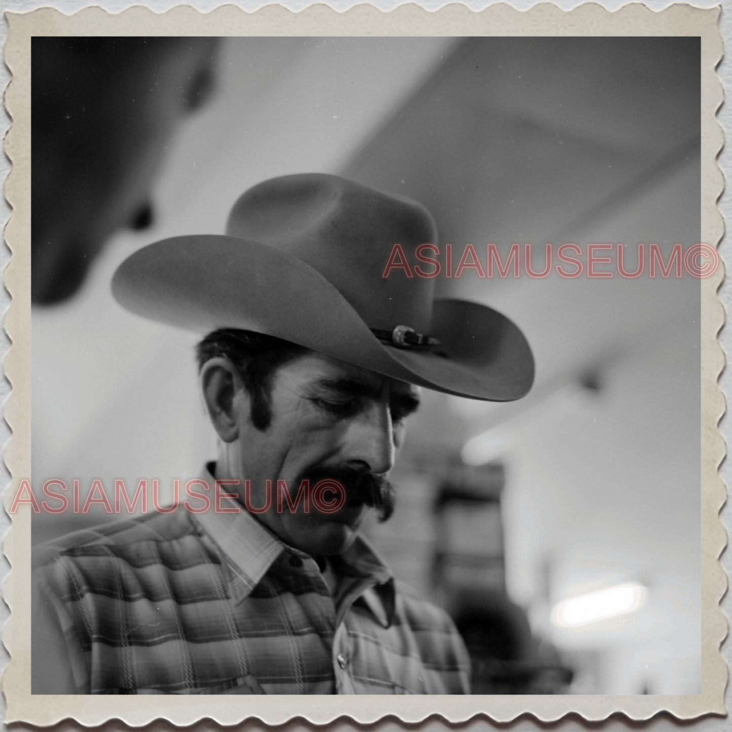 50s AUGUSTA KRONE RANCH COWBOY MUSTACHE MAN VINTAGE OLD USA AMERICA Photo 11198