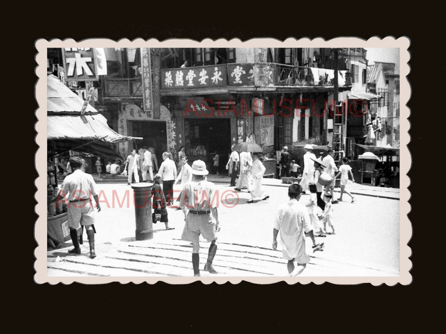 1940's Police Pottinger Street Central Scene B&W old Hong Kong Photo 香港旧照片 #2992