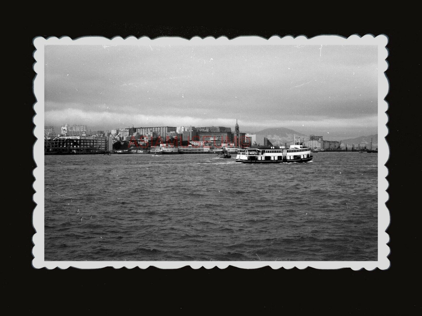 40s KOWLOON CLOCK TOWER FERRY VIEW HARBOR SHIP Vintage Hong Kong Photo 香港老照片 999