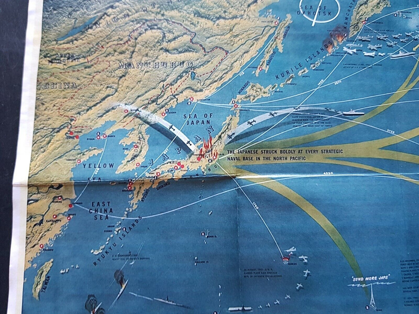 1944 WW2 AXIS PACIFIC WAR JAPAN NAVY USA AMERICA WARSHIP ASIA PROPAGANDA POSTER