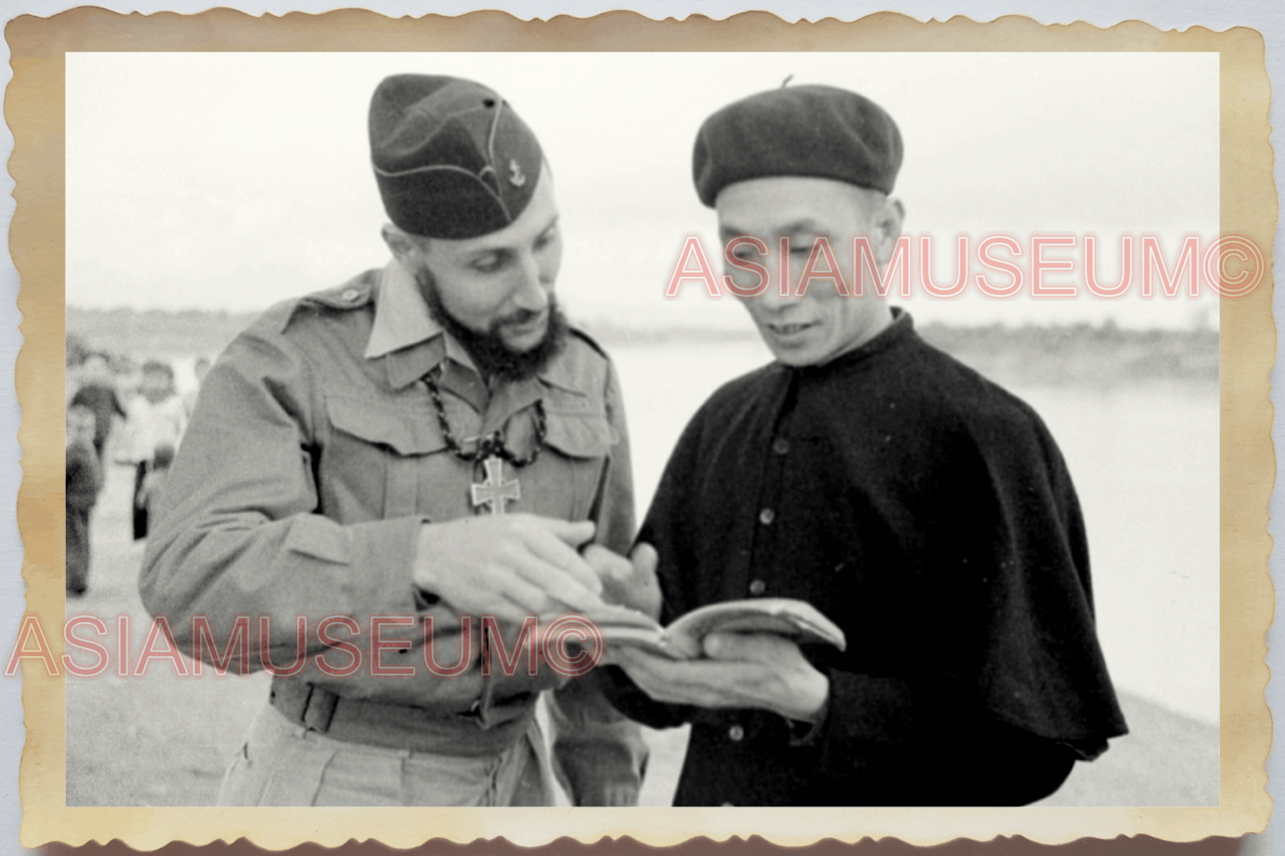 40s WW2 Vietnam HANOI FRENCH ARMY SOLDIER CHRISTIAN PASTOR  Vintage Photo 26732