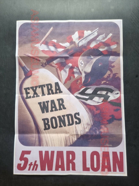 1941 WW2 USA AMERICA 5TH LOAN BONDS JAPAN PACIFIC WAR FLAG MAP PROPAGANDA POSTER