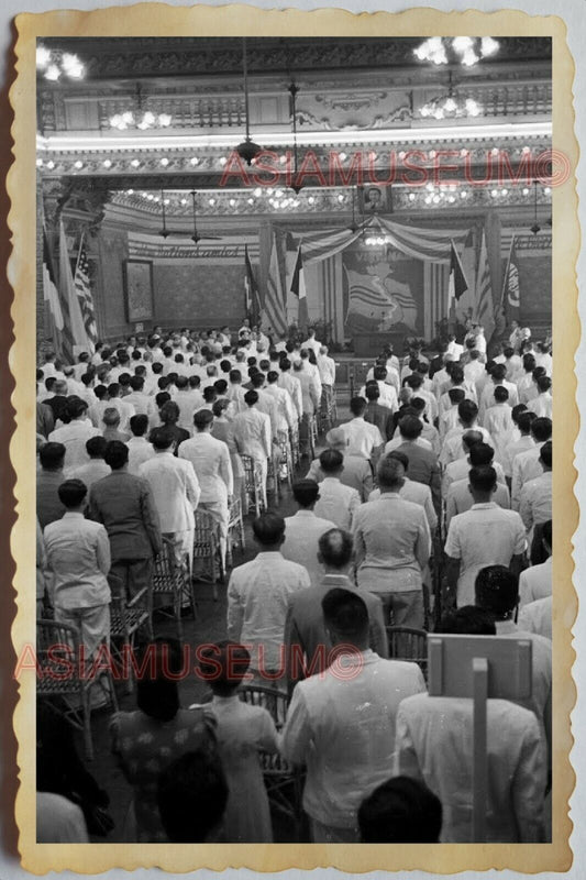 40s Vietnam War SAIGON HO CHI MINH HANOI BUDDHIST TEMPLE HALL Vintage Photo 1623