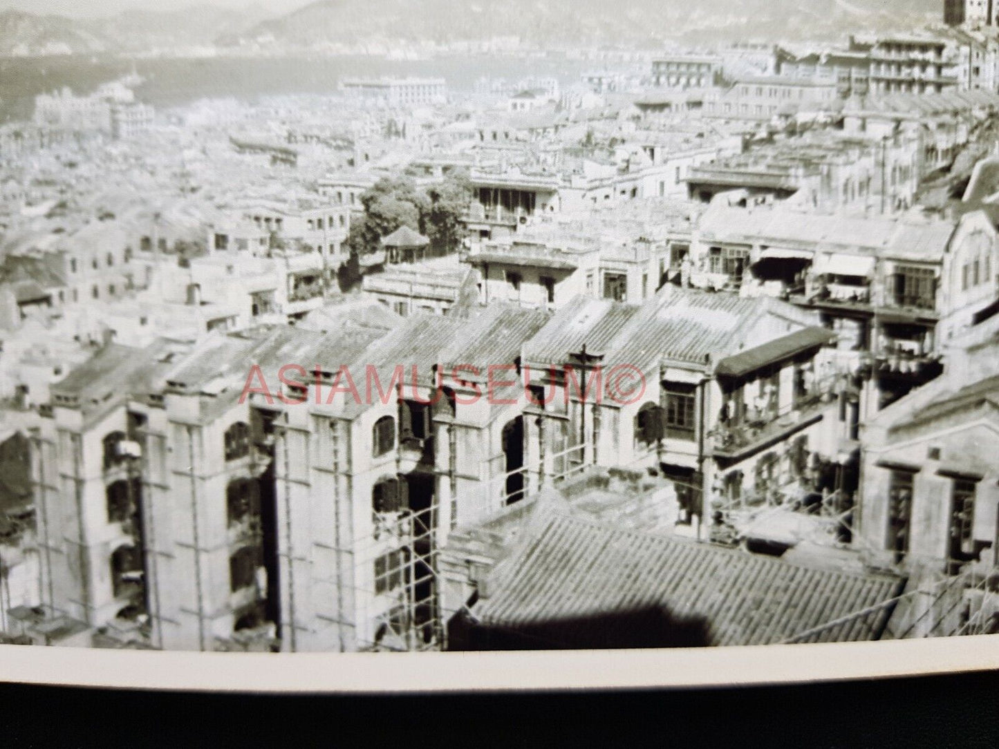 City Sky Kowloon Harbor Sea View Building House Hong Kong Photo Postcard RPPC