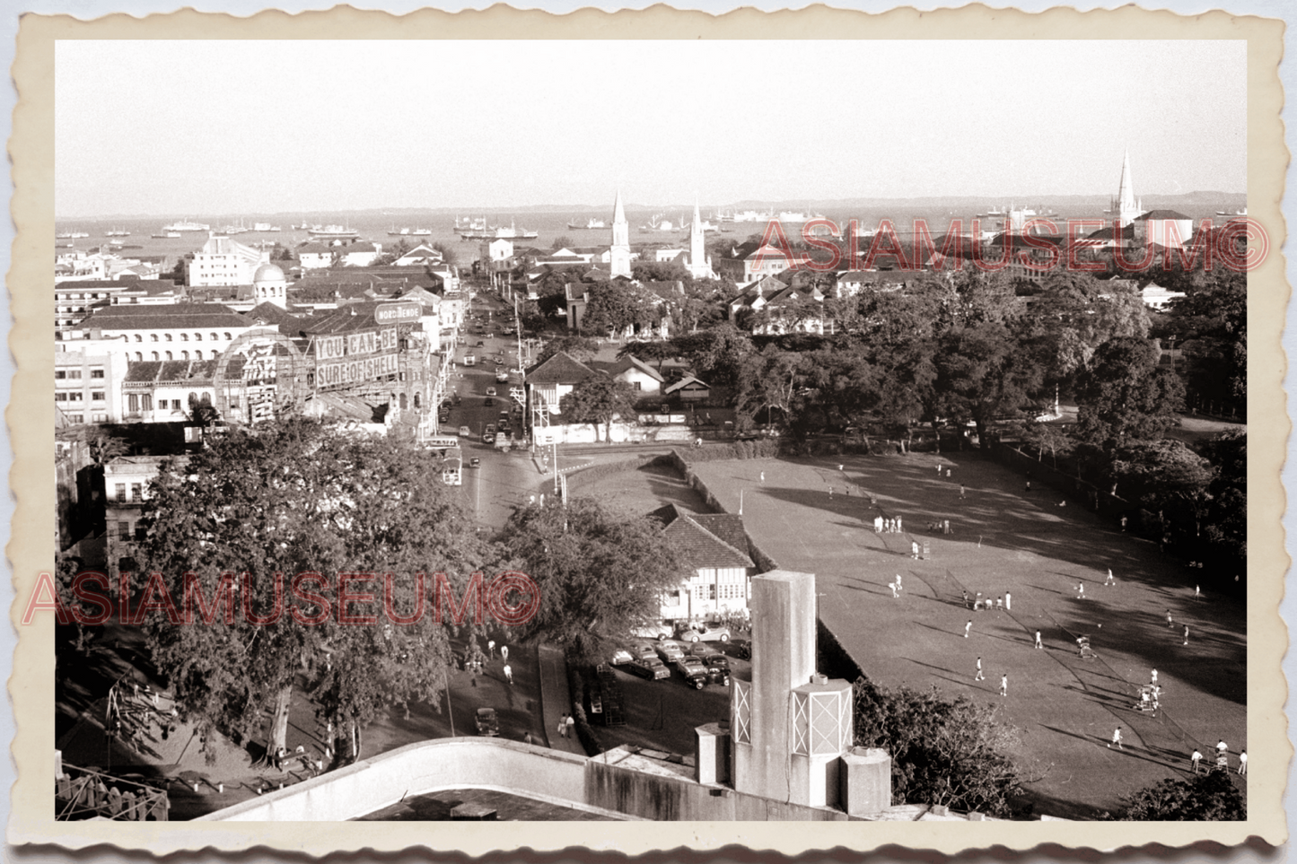 50s PHILIPPINES MANILA RIZAL PARK SPANISH CHURCH GARDEN VIEW Vintage Photo 27080