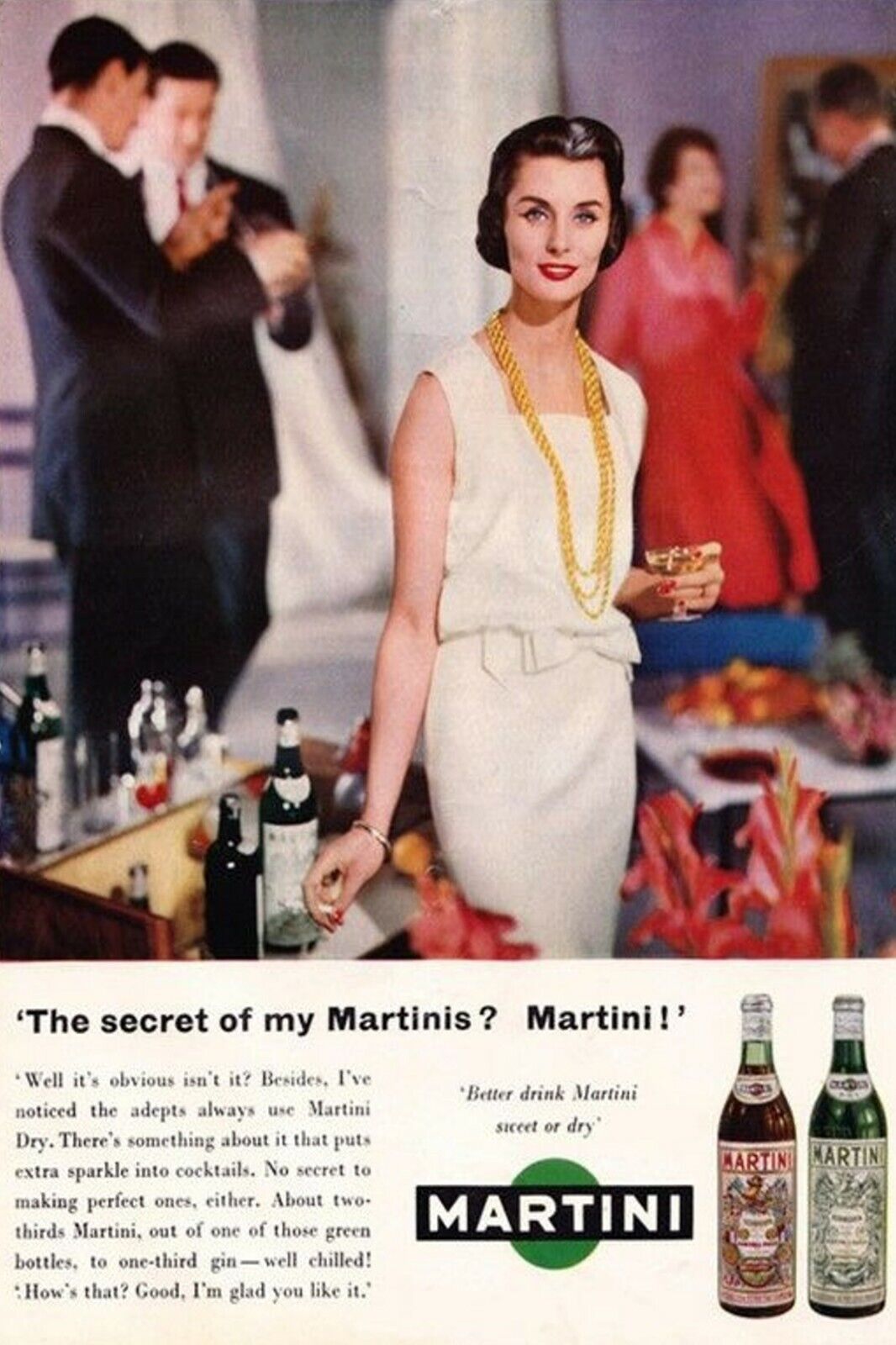 1950s MARTINI DRESS PARTY BOTTLE SEXY GIRL LADY DANCING Ads Vintage Postcard #90