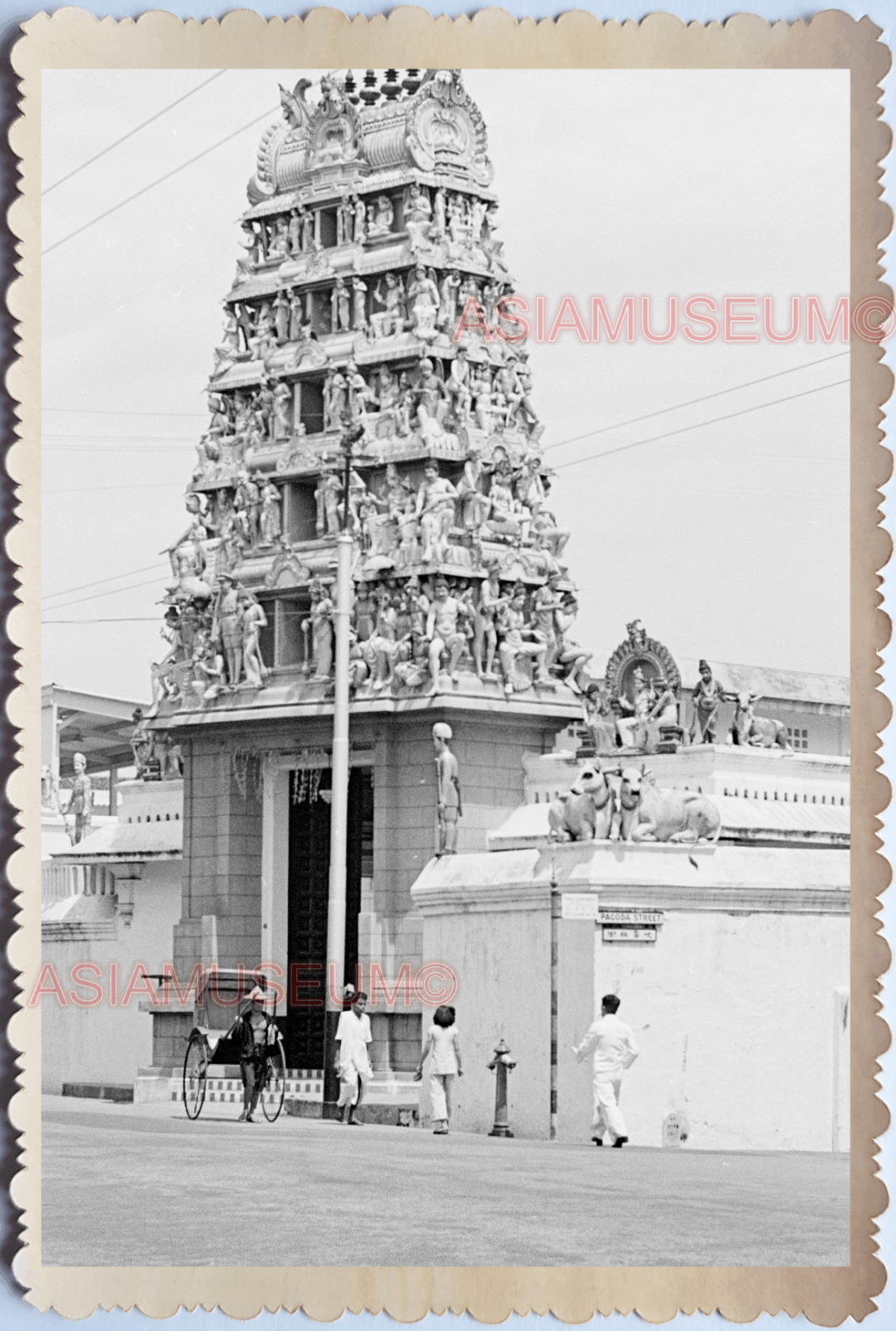 WW2 Sri Mariamman Temple Street Little India Cart VINTAGE SINGAPORE PHOTO 17490