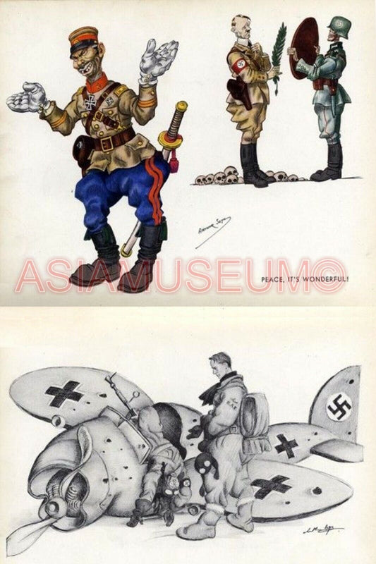 1943 WWii WAR USA PLANE COMIC CARICATURE JAPAN HIROHITO WAR PROPAGANDA Postcard