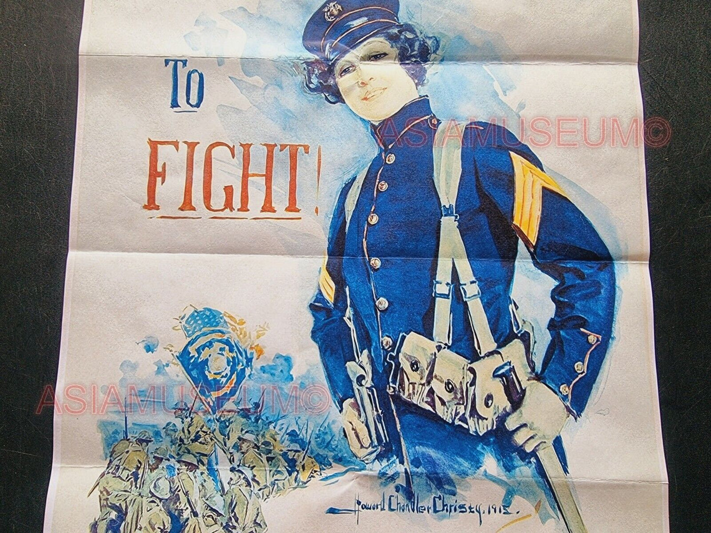 1942 WW2 USA AMERICA WOMEN LADY ENLIST MARINES CORPS FIGHT WAR PROPAGANDA POSTER