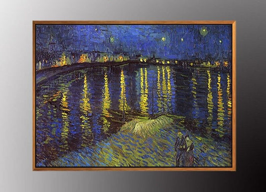 VAN GOGH Starry Night Over the Rhone Art Print 50cm x 70cm WITH Gold FRAMED