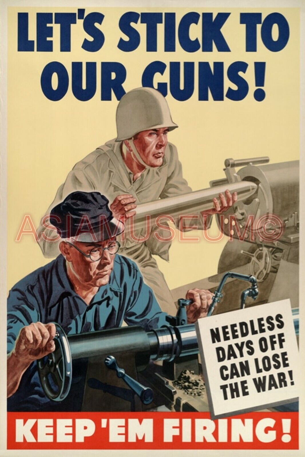 1942 WW2 USA AMERICA GUNS CANNON ARMY SOLDIER WORKER FACTORY PROPAGANDA Postcard