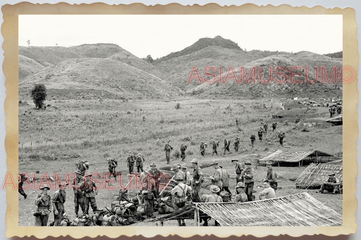 40s WW2 Vietnam JUNGLE TROOPERS ARMY SOLDIER CAMP WAR BATTLE Vintage Photo 25915