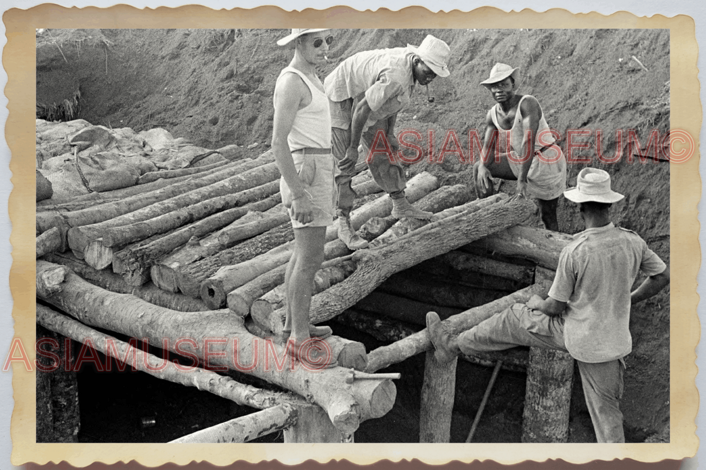 40s WW2 Vietnam FRENCH AFRICAN MILITARY BUIL TUNNEL BUNKER Vintage Photo 28580