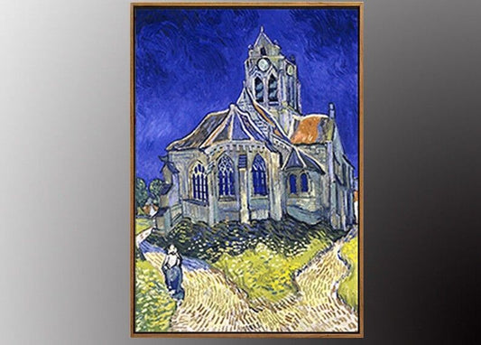 VAN GOGH The Church at Auvers Oil Painting Canvas Art Print  WITH Gold FRAMED