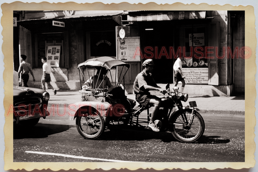 50s THAILAND BANGKOK STREET SCENE MOTOR RICKSHAW SHOP STORE Vintage Photo 37100