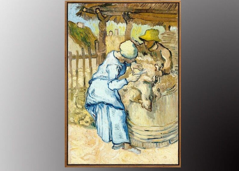 VAN GOGH The Sheep Shearers Canvas Art Print 50 x 70cm WITH vintage Gold FRAME