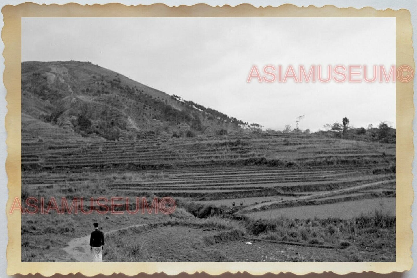 50s Vietnam Indochina Saigon Ho Chi Minh Mountain Army Soldier Vintage Photo 554