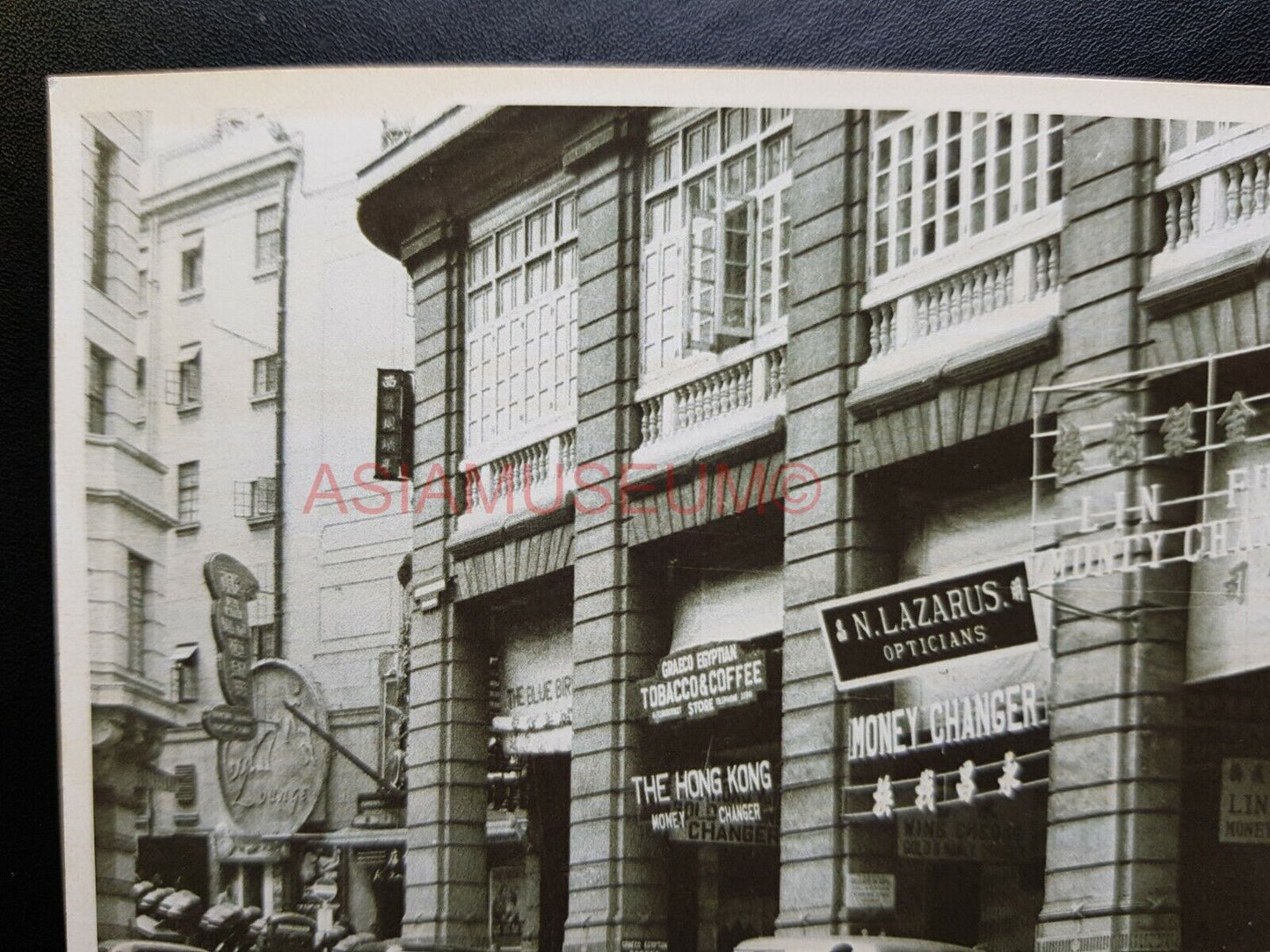 Car Shop Building Queen's Road Vintage B&W Hong Kong Photo Postcard RPPC #1652