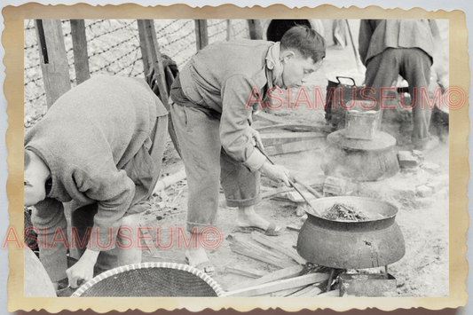 40s WW2 Vietnam MILITARY CAMP BARBED WIRE ARMY WATCH TOWER Vintage Photo 29716