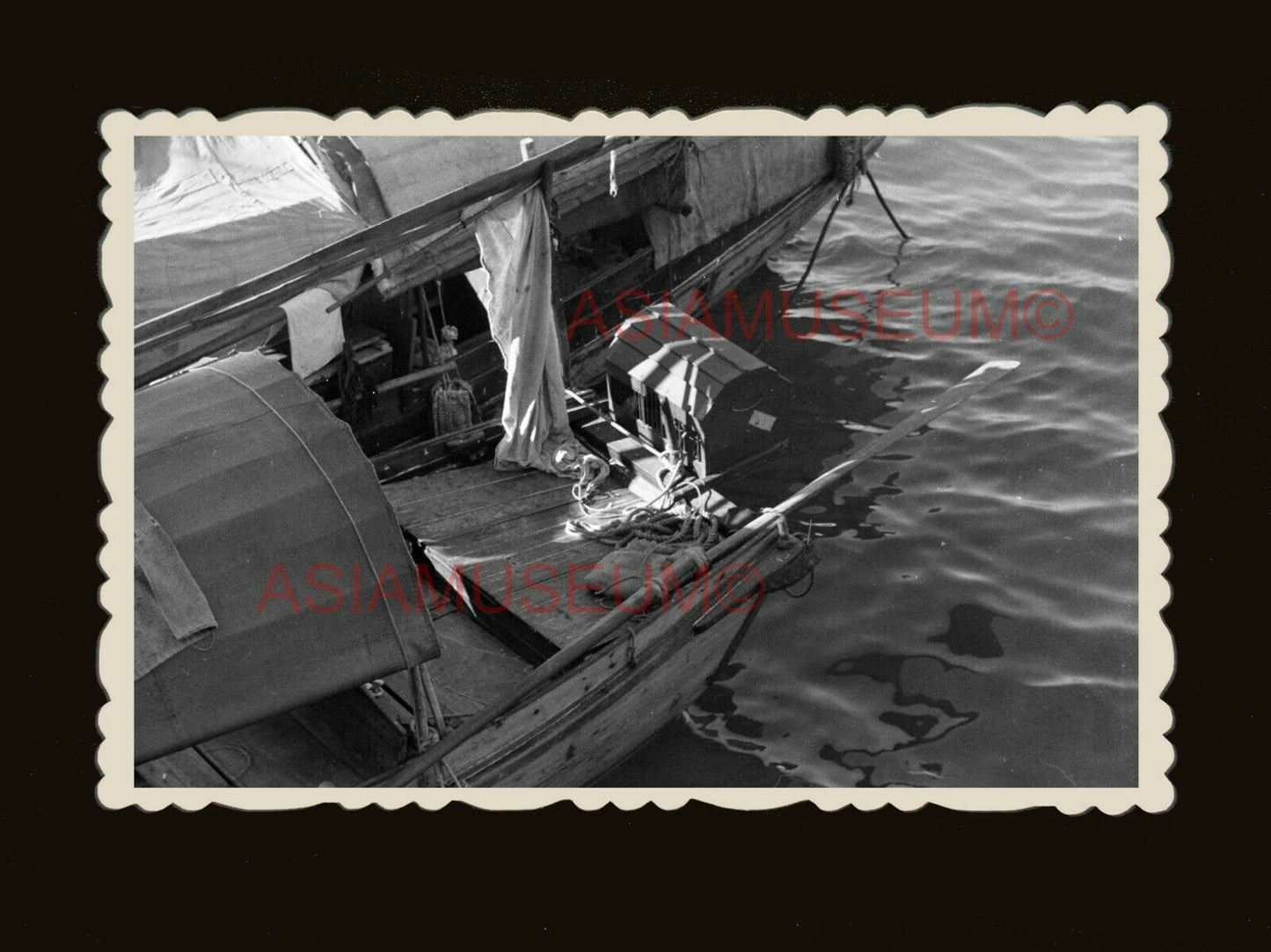 1940s BOAT SHIP CARGO PIER SEA HARBOR SAIL JUNK 香港老相片 Old Hong Kong Photo #1728