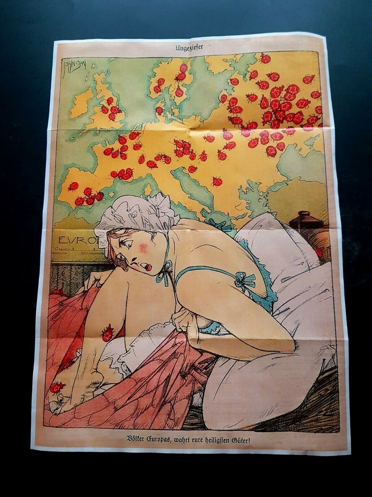 1943 WWii WW2 BRITAIN WOMEN EUROPE SEXY EUROPE TICK WAR MAP PROPAGANDA POSTER