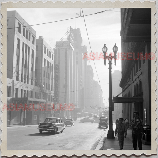 50s LOS ANGELES CALIFORNIA CAR TRAFFIC LIGHT STREET OLD VINTAGE USA Photo 10821