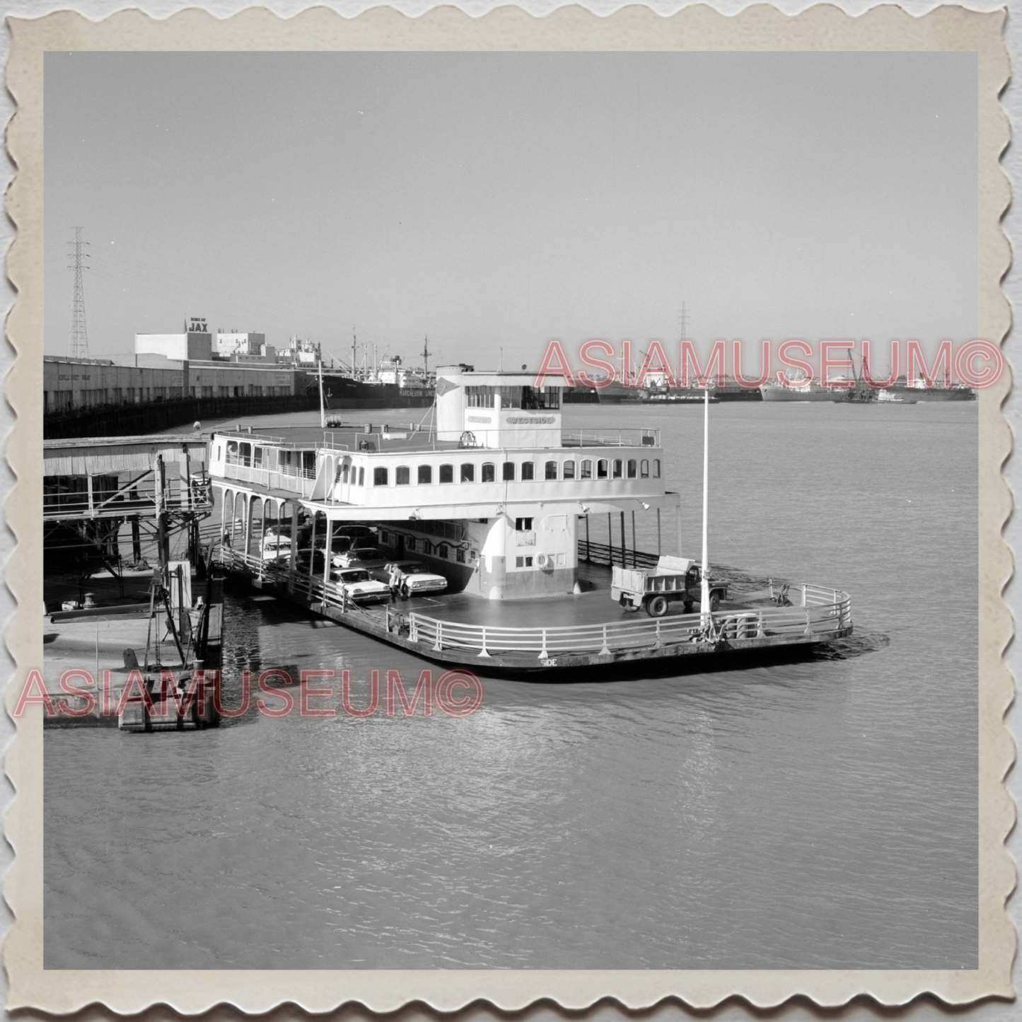 50s NEW ORLEANS LOUISIANA CITY MISSISSIPPI FERRY PORT DOCKED OLD USA Photo 9293