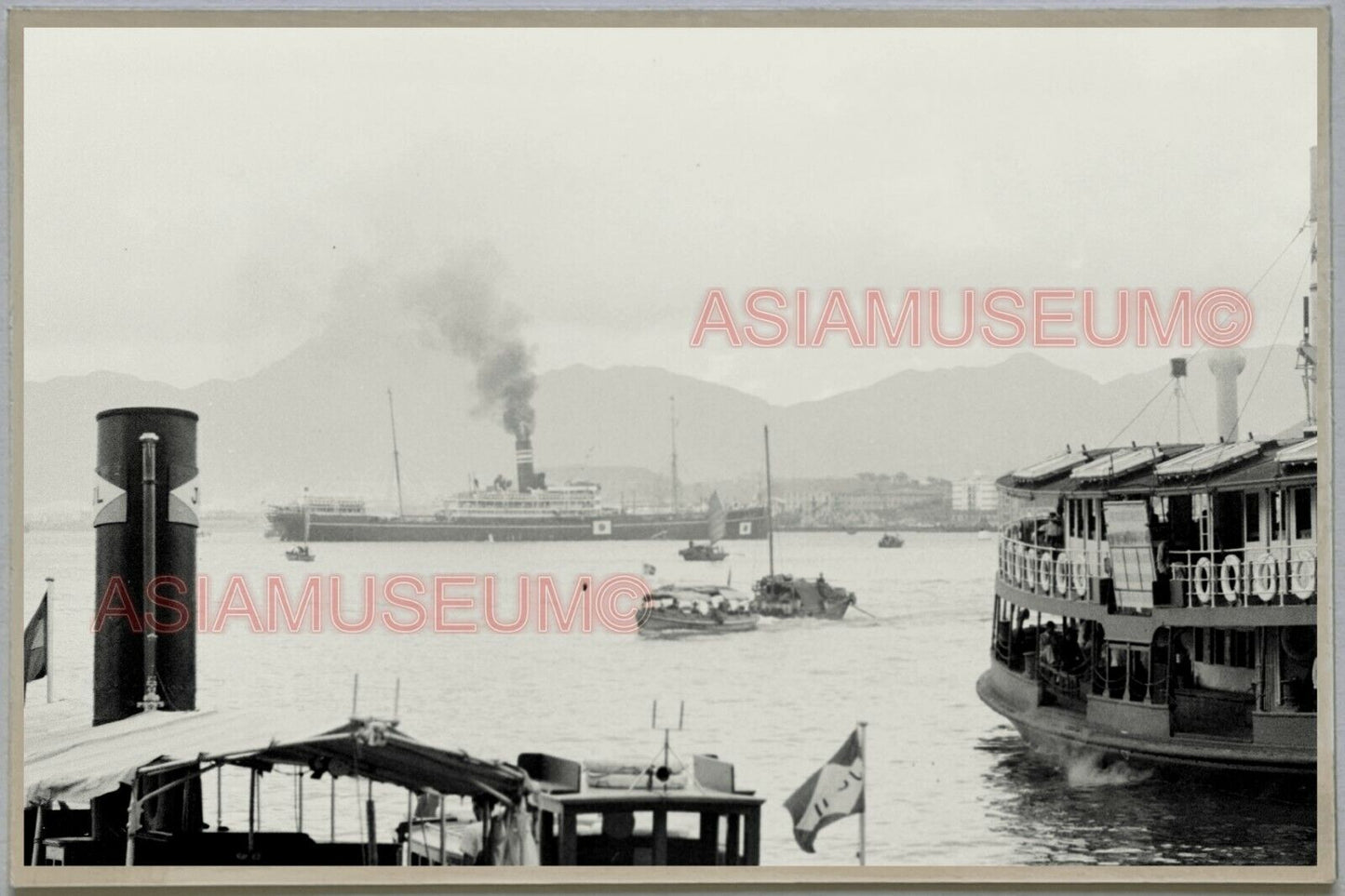 40's WW2 Japan Ship Ferry War HONG KONG VINTAGE PHOTO POSTCARD RPPC 632 香港舊照片明信片