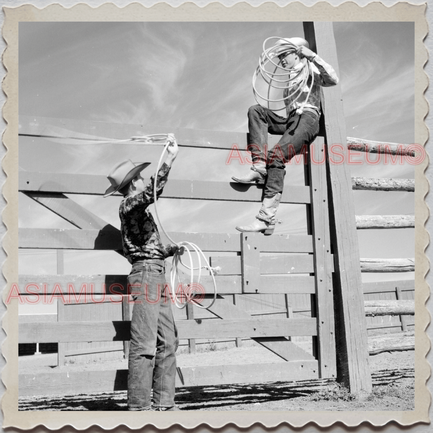 50s AUGUSTA KRONE RANCH COWBOY FENCE BARN US VINTAGE OLD USA AMERICA Photo S9928