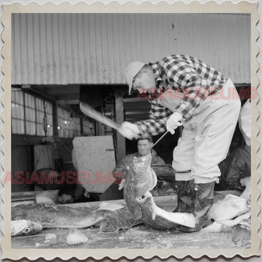 50s KETCHIKAN BOROUGH ALASKA TOTEM POLES FISHERMAN FISH VINTAGE USA Photo 9834