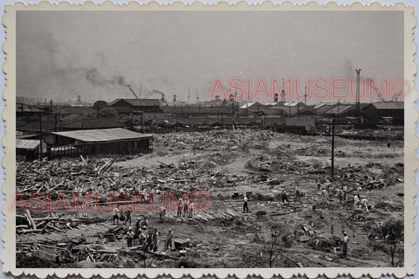 WW2 JAPAN KOBE STREET SCENE FLOOD DESTRUCTION FACTORY STORE Vintage Photo #18818