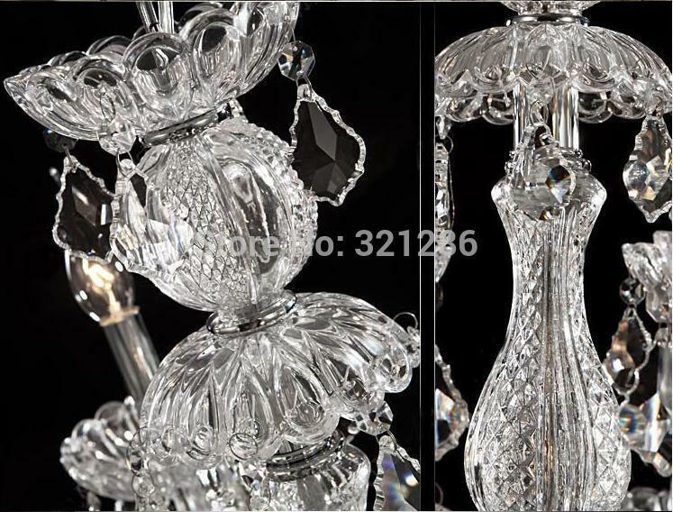 Antique European Italian French CHANDELIER K9 Crystal Clear Silver 12 ARM Lite