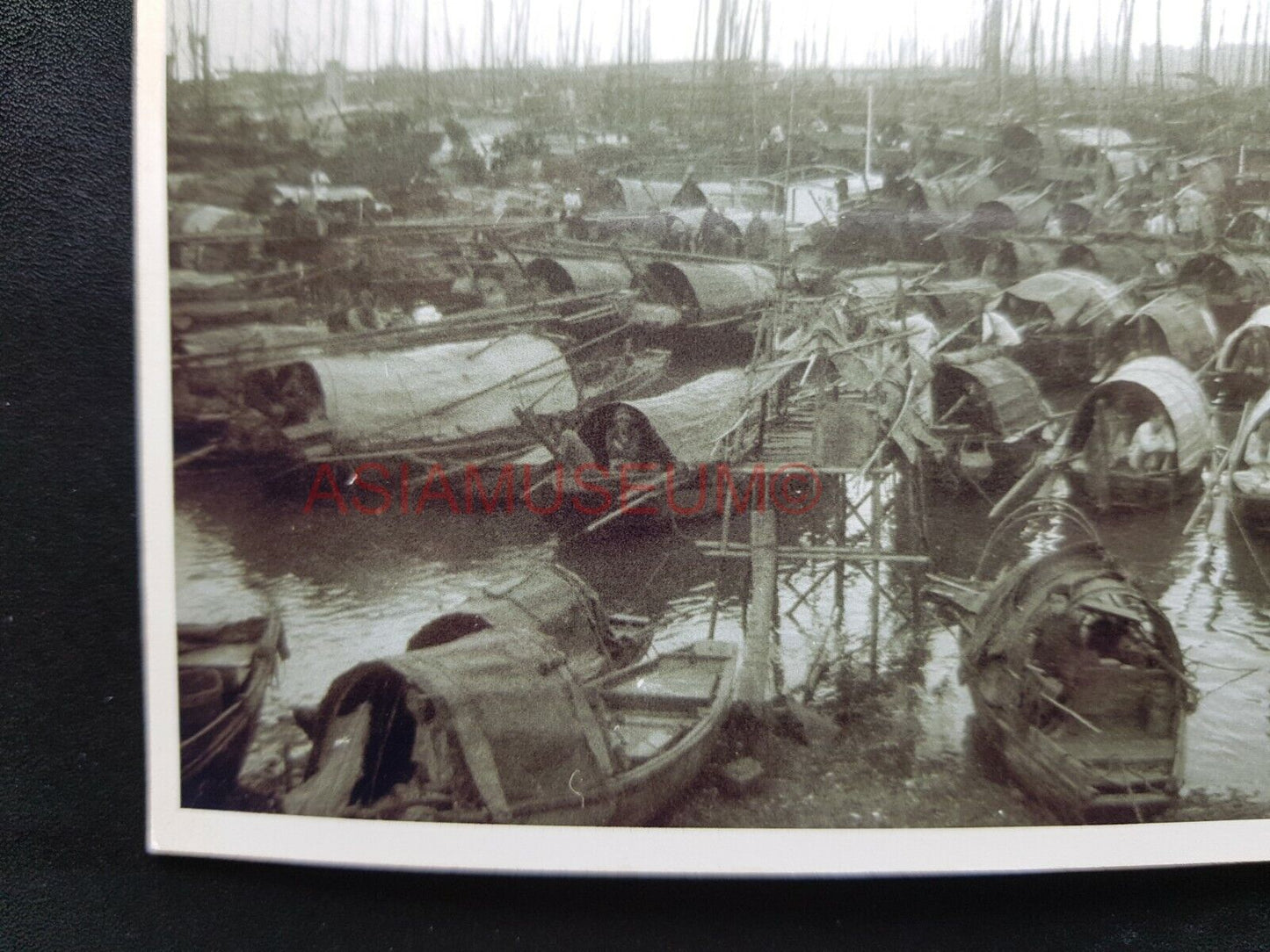 Aberdeen Sampan Boat House Ship Pier Women Hong Kong Photo Postcard RPPC 1696