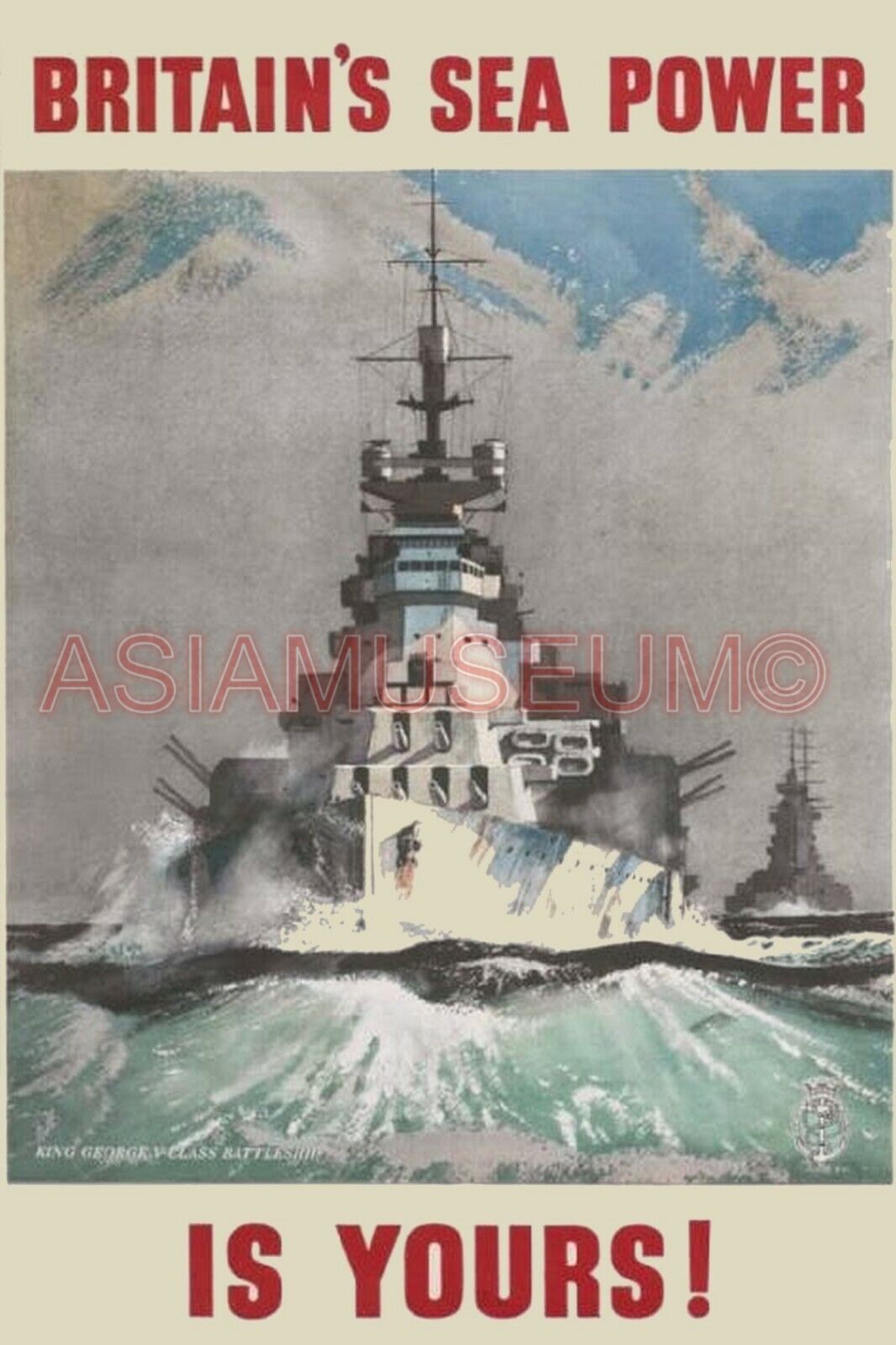 1942 WW2 BRITAIN BRITISH SEA POWER BATTLE SHIP SUBMARINE ART PROPAGANDA Postcard