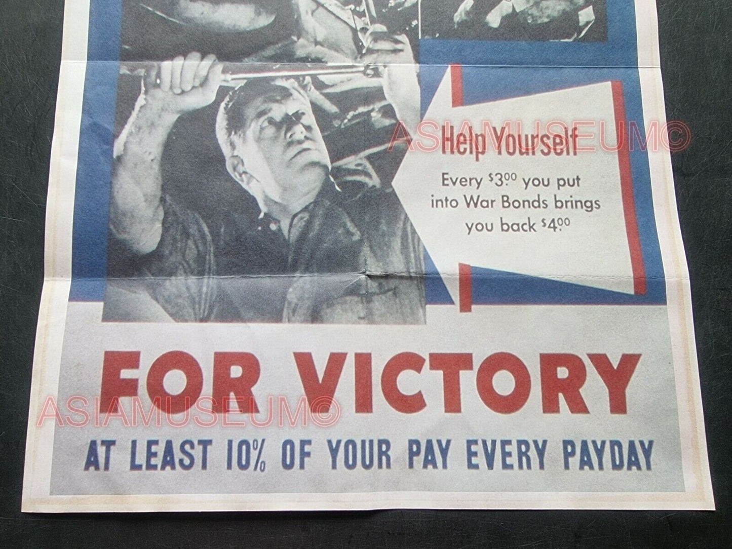 1941 WW2 USA AMERICA BUY WAR BONDS LOANS STAMP VICTORY FACTORY PROPAGANDA POSTER