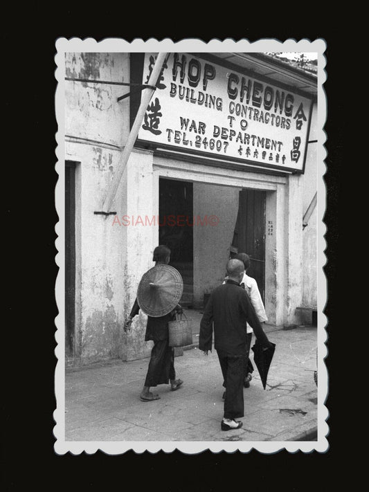 1940s BUILDING CONTRACTOR WAR DEPARTMENT WOMEN B&W Vintage Hong Kong Photo #1083