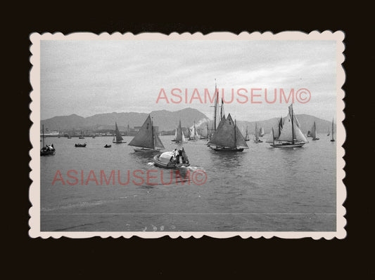 1940's Boat Sailing Junk Ship Harbor Junk Vintage Hong Kong Photo 香港旧照片 #2339