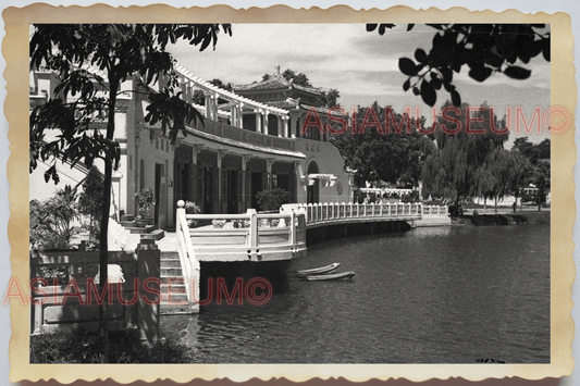 40s Vietnam HANOI BUILDING RIVER LAKE HOTEL RESTAURANT CAFE Vintage Photo 04332