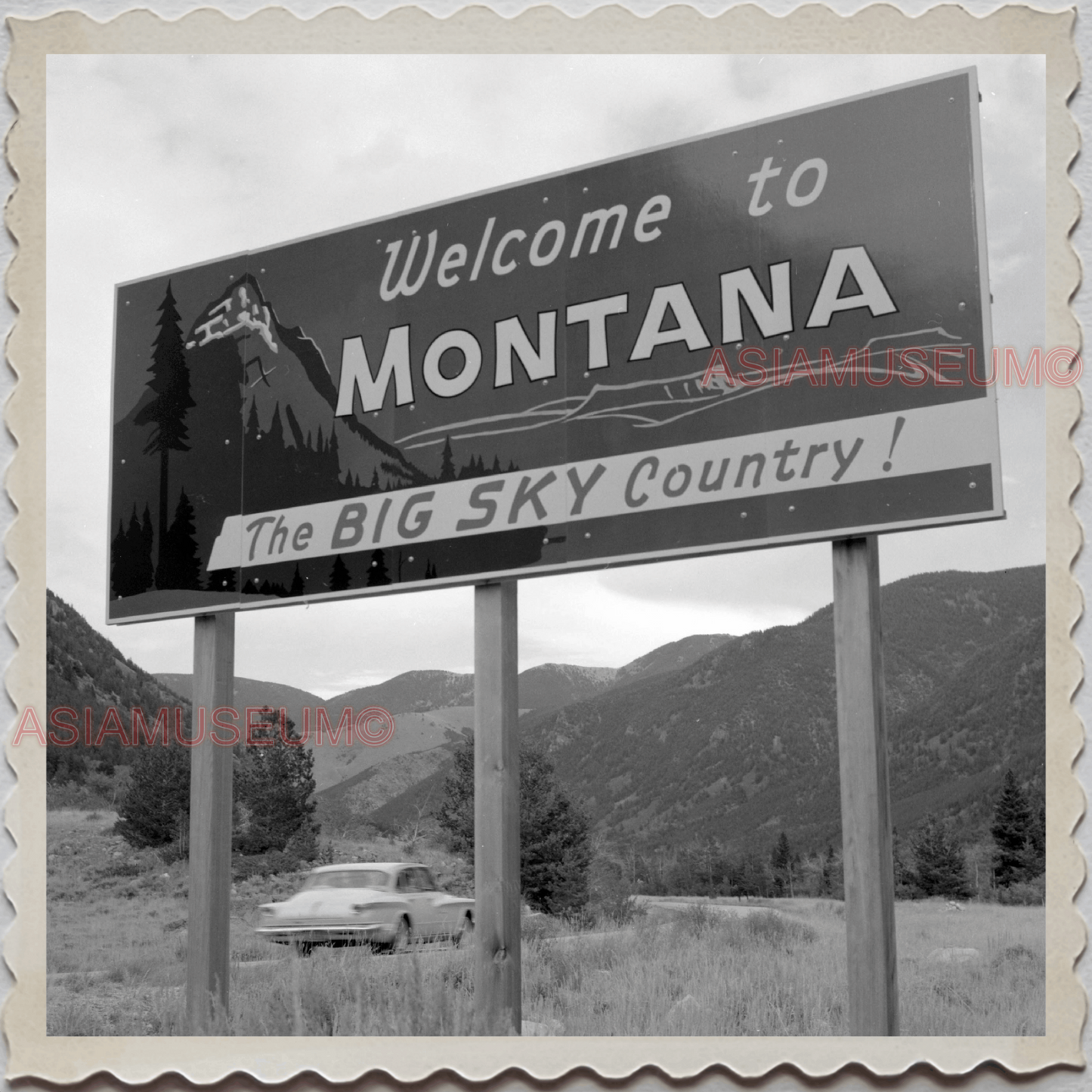 50s PARK COUNTY LIVINGSTON MONTANA YELLOWSTONE STATE SIGN VINTAGE USA Photo 8477